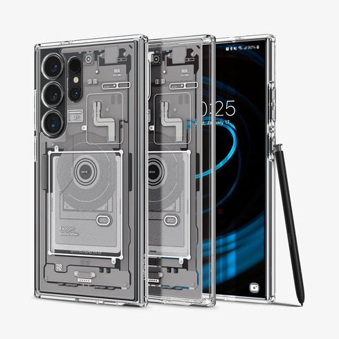 ACS07294 - Galaxy S24 Ultra Case Ultra Hybrid Zero One in Zero One White showing the back